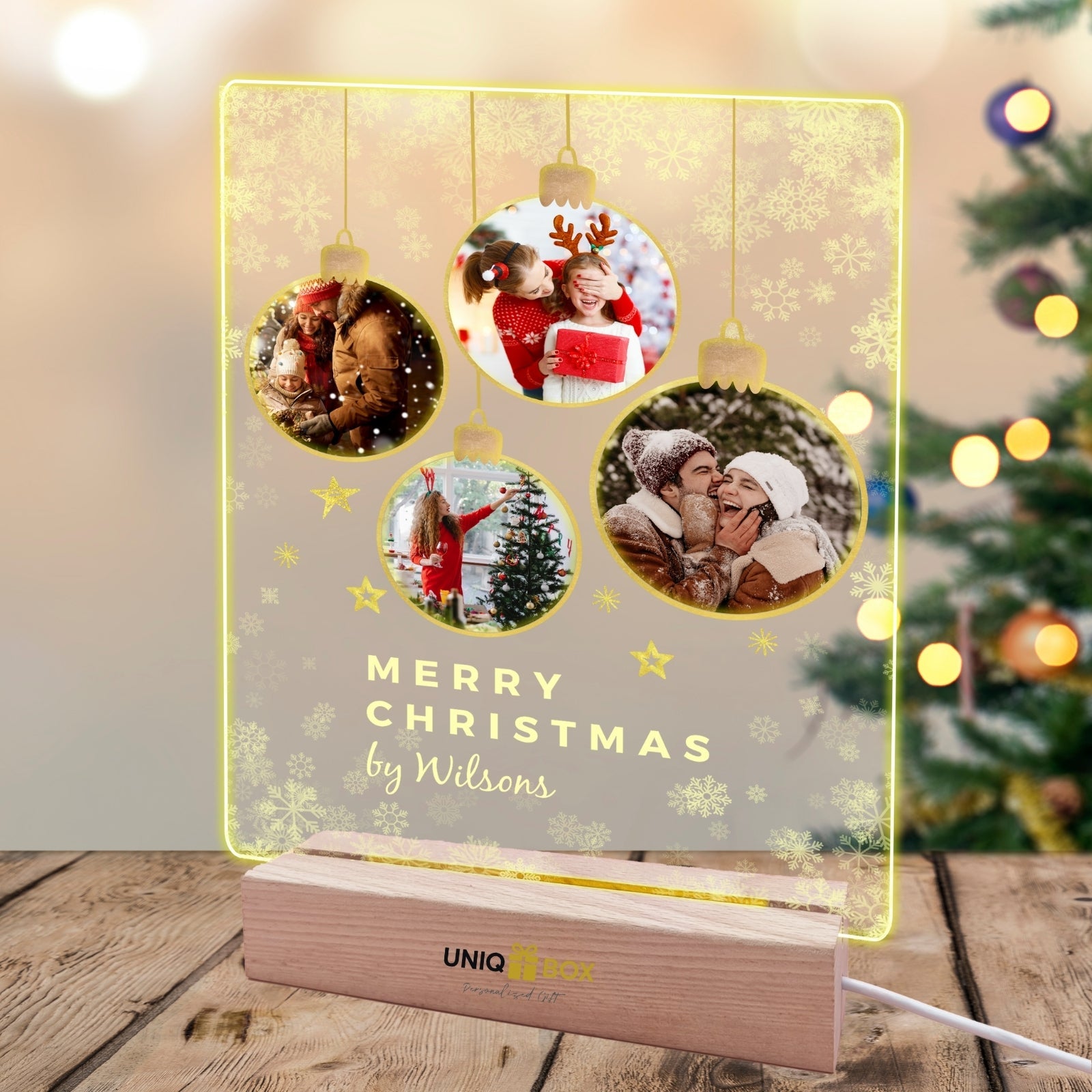 Customised Christmas Acrylic Picture Plaque with Lights,Light Up Multiple Photo Frame Personalised Family Gifts for Son Daughter Kids Brother,Birthday Memorial for Girlfriend Boyfriend - uniqicon