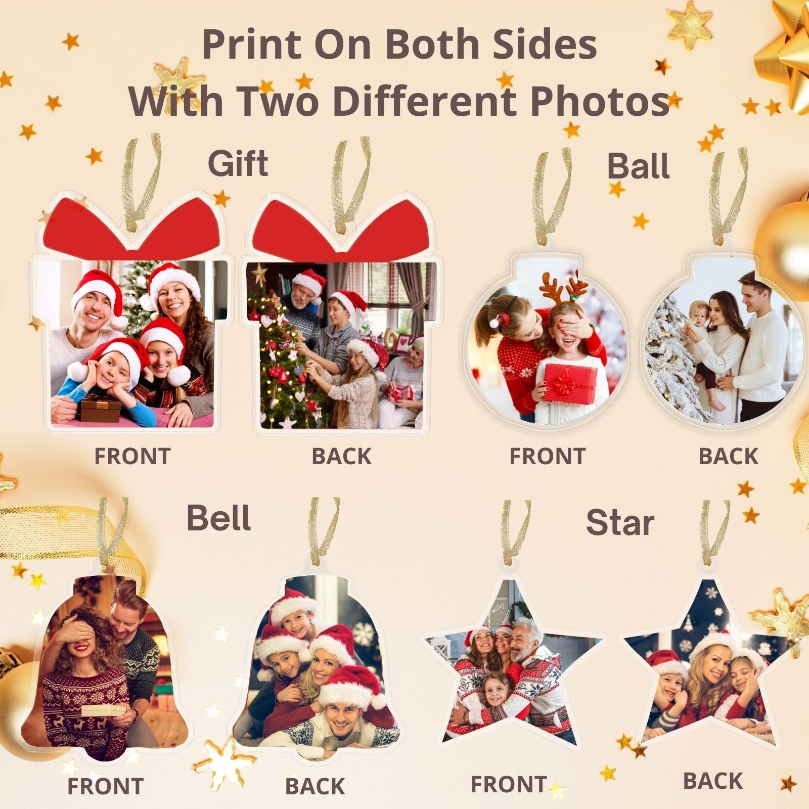 Personalized Christmas Ornaments, Custom Shape With Names, Using My Own Photo, 2024 2D Christmas Décor Tree Bauble Decorations Xmas Ornament Memories Personalized For Christmas Family Keepsake - uniqicon