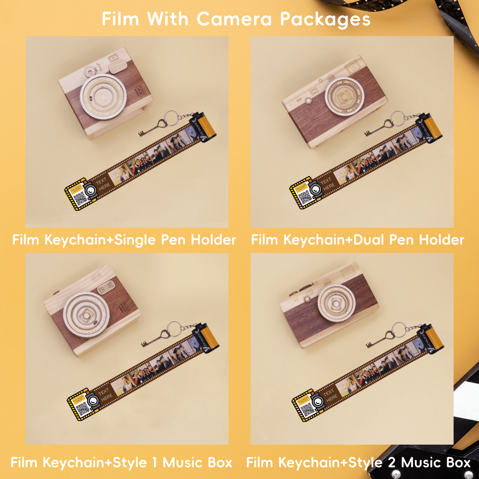 Personalized Customized Memory Retro Camera Film HD Photo Album Film Roll Keychain F2 Voice Message Creative Birthday Valentine Christmas Graduation Friend Anniversary Gift Souvenir Customized Handmade - uniqicon