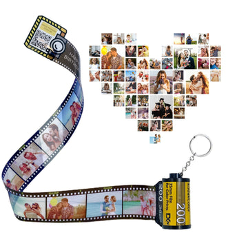 Personalized Customized Memory Retro Camera Film HD Photo Album Film Roll Keychain F2 Voice Message Creative Birthday Valentine Christmas Graduation Friend Anniversary Gift Souvenir Customized Handmade