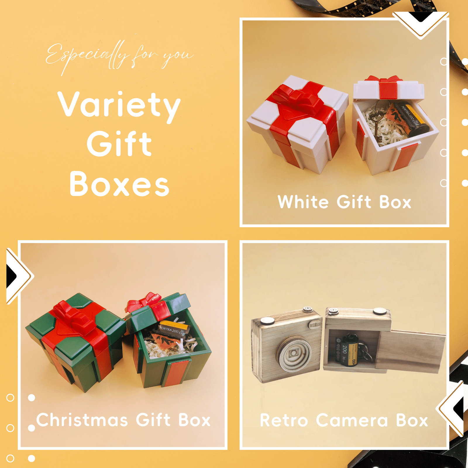 Personalized Customized Memory Retro Camera Film HD Photo Album Film Roll Keychain F4 Voice Message Creative Birthday Valentine Christmas Graduation Friend Anniversary Gift Souvenir Customized Handmade - uniqicon