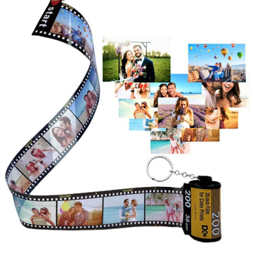 Custom Camera Film Roll Keychain, Personalized Memory Retro Camera Film HD Photo Album Voice Message Creative Picture Frames Birthday Christmas Gift Home Room Decor
